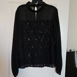 BOLD elements Black Graphic Embellished Blouse